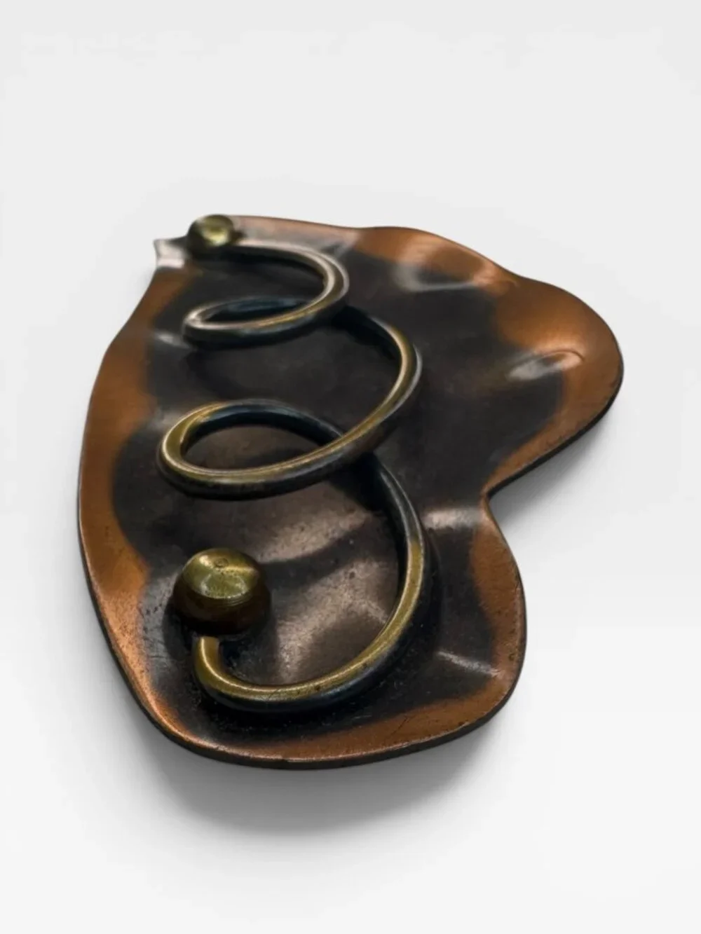 Genuine Copper Abstract Leaf Brooch Mid Century Modern Studio Craft Pin